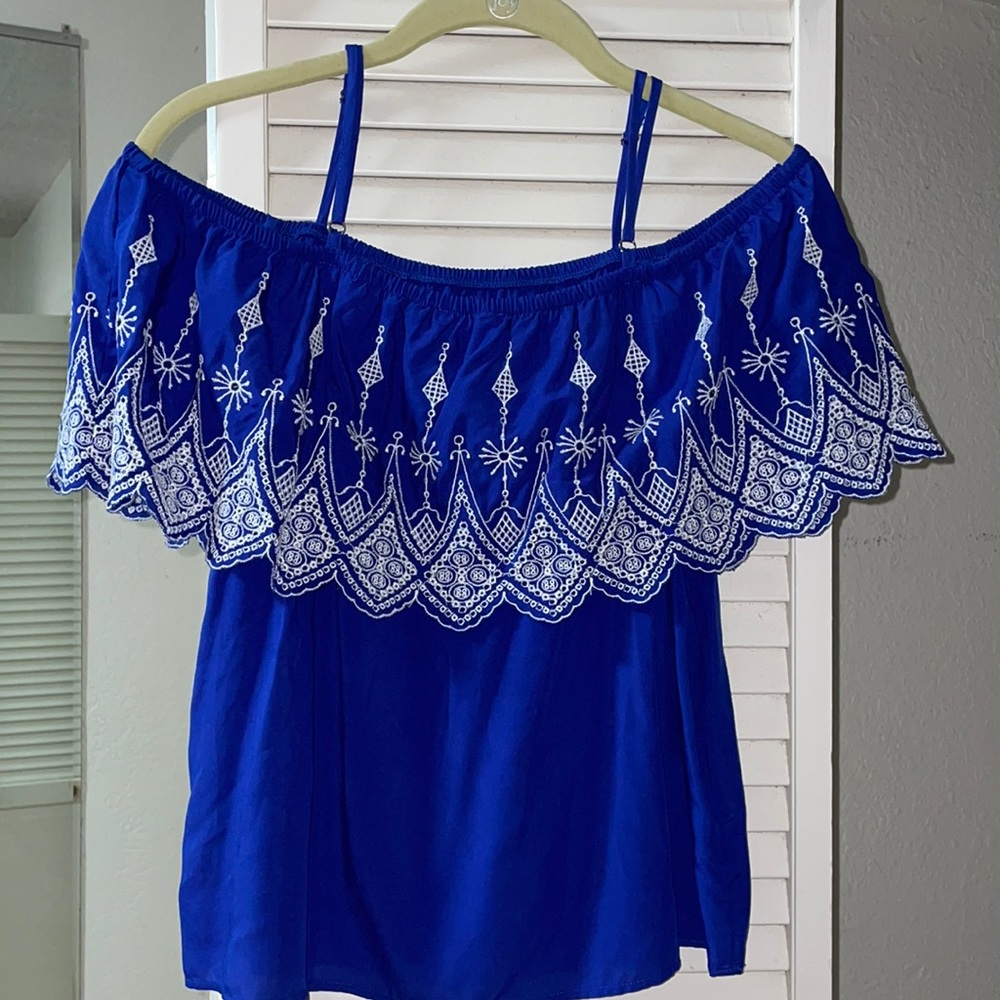 Blue Tank Top/Off The Shoulder Top